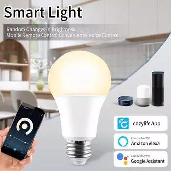 E27 WiFi Smart LED Light Bulb 12W/15W/20W Cozylife APP Control работает с Alexa Google Home Dimmable для кухни, спальни 110V220V Yes
