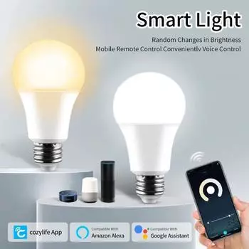 E27 WiFi Smart LED Light Bulbs 110 В 220 В 12 Вт 15 Вт 20 Вт LED Lamp Cozylife APP Control Home Lighting Support Alexa Google Home Yes
