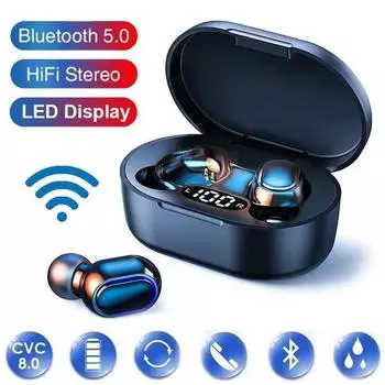 E7S TWS Гарнитуры Bluetooth 5.0 Наушники Водонепроницаемые спортивные наушники Стерео музыкальные наушники с микрофоном чёрный