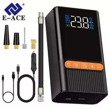E-ACE воздушный насос надувной портативный электрический беспроводной мини-воздушный компрессор цифровой для велосипеда, лодки, мотоцикла, автошины, шарики M09L-No Battery