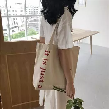E Korea большая вместительная сумка на плечо ulzzang Harajuku простая студенческая холщовая сумка портативная сумка для покупок большая сумка