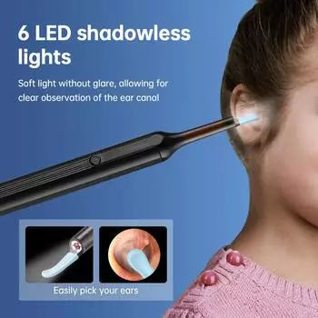 Ear Wax Removal Tool with 30W HD Ear Camera 1080P Ear Scope Otoscope Replacement Tips for Ear Pick Safer Detachable Ear Scoop чёрный
