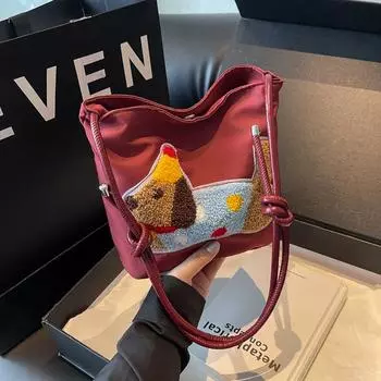 Early autumn new foreign-style cartoon shoulder bag 2025 early autumn new large-capacity bucket bag leisure чёрный