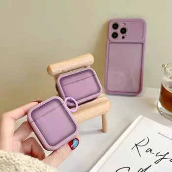 Earphone Case Second Generation Wireless Bluetooth Third Generation Pods1 Applicable Transparent Aipods2 Generation Por Fourth Generation 5 Generation AirPods Pro2 [Taro Purple] send Hook