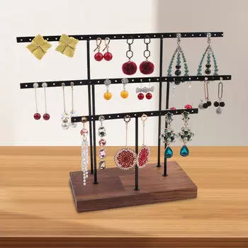 Earring Display Stand, Jewelry Organizer, 3 Tier Portable Holder, Stand for чёрный