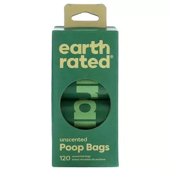 Earth Rated, Пакеты для собачьих какашек, без запаха, 120 пакетов