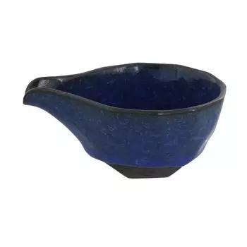 EAST table Sake Cup Ice Sake Craft Tsubame Kobo Blue 280cc Made in Japan Microwave Safe Dishwasher Safe (East Table) Single-mouth 89-003-03