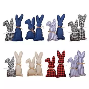 Easter Bunny Dolls 2 Pcs Stuffed Rabbit Cloth for Doll Party Supplies for Home Festival Bedroom Decoration Children Gift