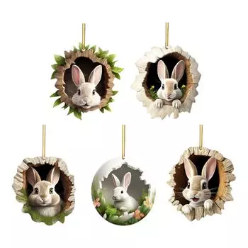 Easter Bunny Pendant DIY Gift Easter Day Hanging Sign Decoration Ornament for Easter Party Spring Home Door Outdoor Indoor