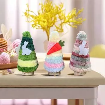 Easter Cartoon Pattern Decorative Mixing Colors Home Party Mini Desktop Tabletop Wood Ornament Crafts Spring Decoration