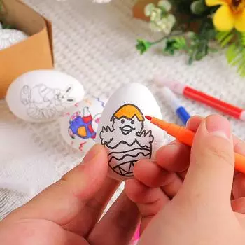 Easter Diy Hand-Painted Eggs, Cartoon Bunny Eggs, Children S Handmade Gifts R1-40 White Egg Butterfly Flower