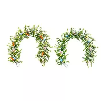 Easter Garland Ornament with Easter Eggs Green Leaves Flower Wreath Easter Decor for Mantels Holiday Birthday Spring Wall