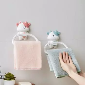 Easy To Clean Cartoon Children s Towel Rack No Punching Waterproof Bathroom Towel Rail PP Moisture-proof Towel Pole Bedroom