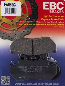 Ebc Fa069-3 1990-2000 Honda Goldwing GL 1500 SE Совместимая задняя тормозная колодка, органическая колодка