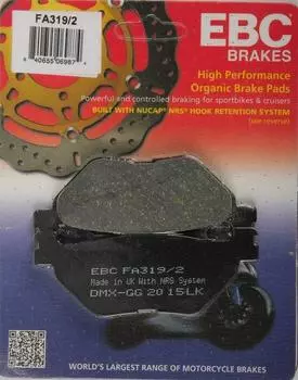 Ebc Fa319/2 2004-2006 Hyosung GV 650 Совместимая задняя тормозная колодка, органическая колодка