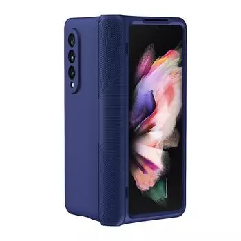 Ebesfous для Samsung Galaxy Z Fold 3 2 чехла с шарниром, полная защита, ультратонкий со стеклянной пленкой для экрана, жесткий чехол для ПК для Z Fold3 For Galaxy Z Fold 3 чёрный