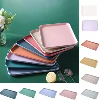 Eco-friendly Rectangular Serving Tray Large Capacity Service Dessert Pallet for Household M бежевый