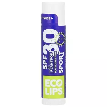 Eco Lips, Sports, бальзам для губ с защитой от ультрафиолета, SPF 30, 4,25 г (0,15 унции)
