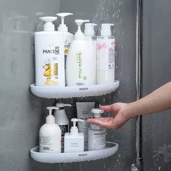 ECOCO Полка для ванной комнаты Угловая полка для хранения Без сверла Настенный органайзер для душа и шампуня Кухонная полка для хранения Аксессуар для ванной комнаты
