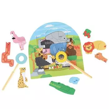 Ed Inter Двухслойная головоломка Animal Explorer, обучающая игрушка из дерева для мальчиков и девочек