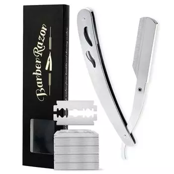 Edge Razor Впечатляющая бритва для близкого бритья от профессионала Бритье бороды Бритье лица поставляется со 100 сменными лезвиями Western Razor Silver Возврат