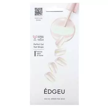 Edgeu, идеальное гелевое покрытие для ногтей, ENA144, зеркально-розовый бежевый, набор из 19 предметов