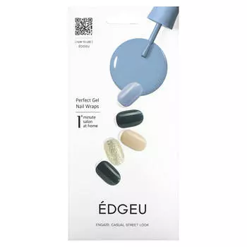 Edgeu, идеальное покрытие для ногтей гелем, ENG420, повседневный уличный образ, набор из 16 полосок