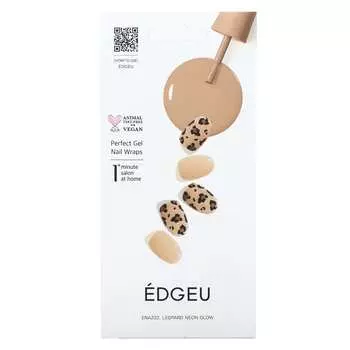 Edgeu, Perfect Gel Nail Wrap, ENA 232, Leopard Neon Glow, набор из 19 предметов