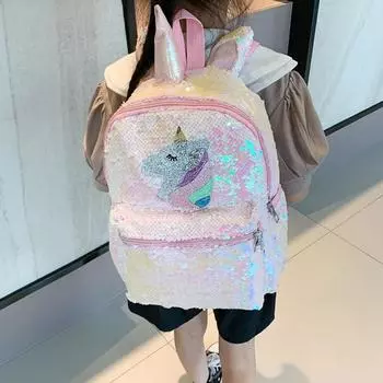 Единорог блестящие пайетки ранец студент большой емкости ookbag розовый школьный рюкзак дети школьные рюкзаки подарок подросток Mochilas розовый