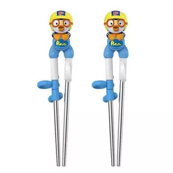 Edison Children s Three-dimensional Stainless Steel Correction Chopsticks Set of 2, Pororo, Pobi, 1 Set Pororo + Pororo