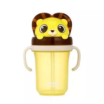 Edison Friends 3D Соломенная чашка 2 с защитой от проливания 300 мл, Lion Hyan, 1 шт.