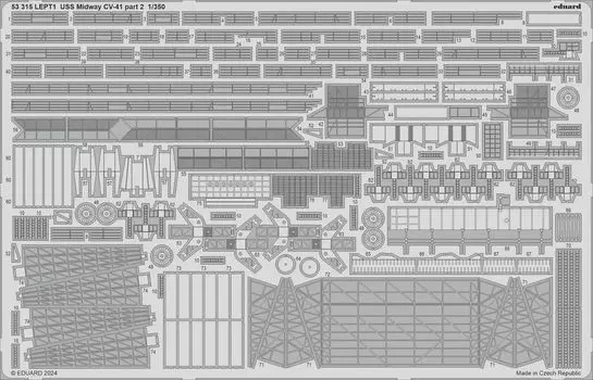 Eduard American USS Midway Parts Part 2 Plastic Model Parts EDU53315 1/350 CV-41 Photo-Etched (for Trumpeter)