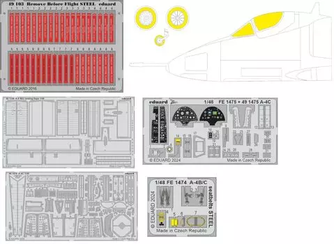 Eduard Big ED Set Big ED Parts Set Set of 5 types including inspection seat painted landing flap Plastic model parts EDU BIG49432 1/48 A-4C (for