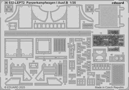 Eduard немецкий танк Panzer I тип B детали пластиковые детали модели EDU36532 1/35 фототравление (для Тамии) (бак)