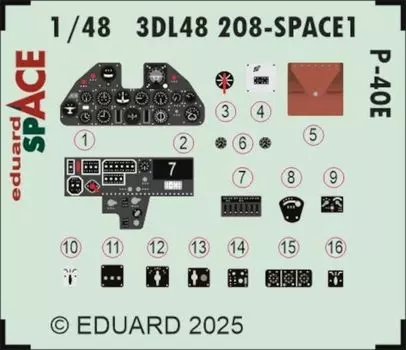 Eduard Space Interior 3D Decal Parts Set Plastic Model Decal EDU3DL48208 1/48 P-40E с травлением (для Эдуарда) (Самолет)