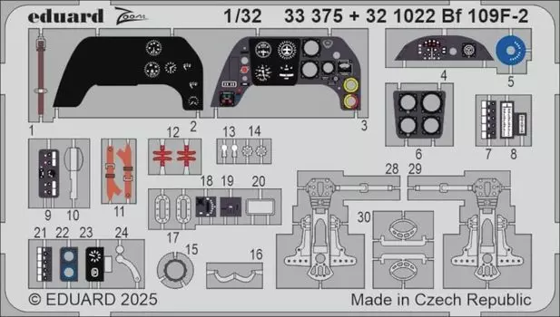 Eduard Zoom Series parts Plastic model parts EDU33375 1/32 Bf109F-2 Photo-etched (for Hasegawa) (Airplane)