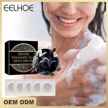Eelhoe Вулканическая глина Кофейное мыло Минеральная грязь Мыло из вулканической грязи Мыло для ванны Отбеливающее мыло Увлажняющее и очищающее средство Избавьтесь от черных точек 60g