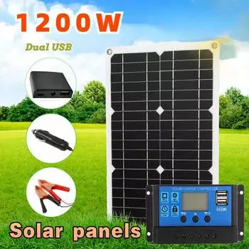 EESBAO Solar Panel 12V Solar Cell Controller Solar panels Kit For Phone RV Car Caravan Home Camping Outdoor Battery charge
