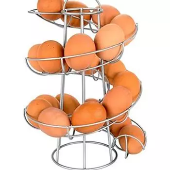 Egg Storage Rack Iron Spiral Egg Holder Art Display Restaurant Basket Storage Rack Deluxe Spiraling Dispenser Basket Roller Rack