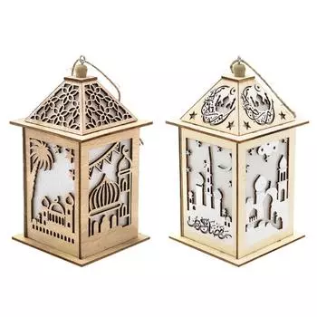 Eid Wood Wind Light Фонарь Декоративный Луна Звезды Ландшафтный Светильник Украшение для Фестиваля Внутреннего Ресторана Столовой 55KF