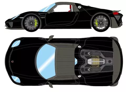 EIDOLON COLLECTION Scale Porsche 918 Spyder Weissach Package 2011 Basalt Black Metallic Finished Model EM569I Make-up 1/43