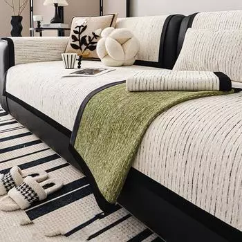 EIFLOY Simple Chenille Couch Covers for Sofas 1/2/3/4 Seater Armchair Slipcover Stripe Chic Sofa Cushion for Living Room 70x70