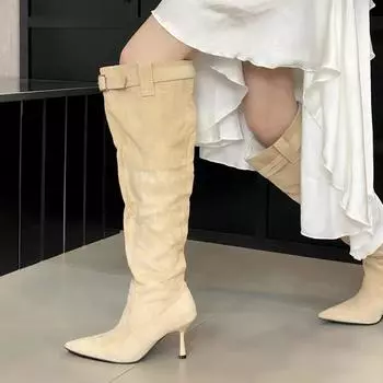 Eilyken 2025 Winter Design Buckle Strap Over The Knee Boot Women Sexy Pointed Toe Thin Heels Shoes Thigh High Long Botas Mujer