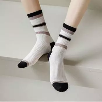 Elastic Sweet Transparent Simple Glitter Silk Hosiery Korean Style Socks Stripe Women Thin Socks G