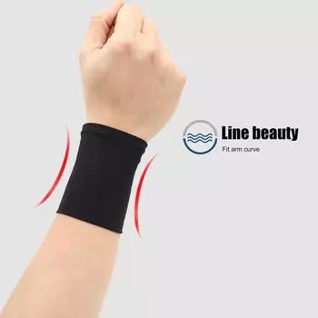 Elastic Wrist Brace Ice Silk Compression Wrist Sleeve for Men Women (Black 8cm)