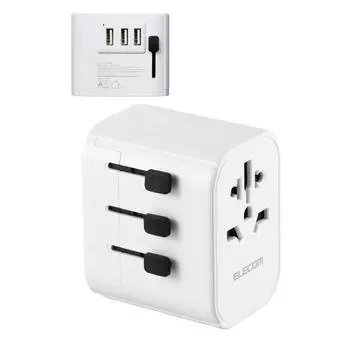Elecom Abfoc USB A 12 Вт Ect 32 15A3WH МЕЖДУНАРОДНЫЙ ПЕРЕХОДНОЙ ВИЛКА Тип 3 порта Совместимость с полярностью Совместимость с N-полюсом