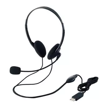 ELECOM Гарнитура Микрофон USB Бинауральный Накладной 1.8м HS-HP27UBK чёрный