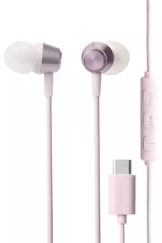 ELECOM Hard to No Delay Between Audio and Video Control with iPhone Pink Earphones, Type-C, Wired, In-Ear, High-Durability Cable, Break, розовый