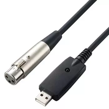 ELECOM Microphone Cable 3m XLR Black Compatibility with iPhone 16 Plug-USBA [Verified Series] DH-XLRU30BK
