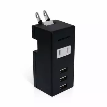 Elecom USB female xx tap/USB 3/AC 1/Вертикальная вставка/2.1A/Черный чёрный